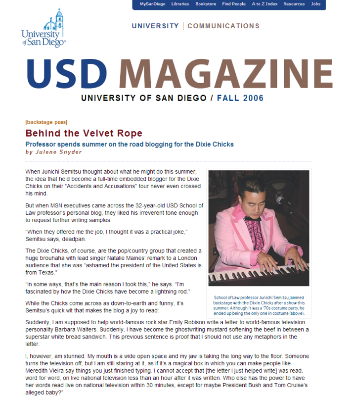 USD Magazine » Around the Park Fall 2006 » Behind the Velvet Rope